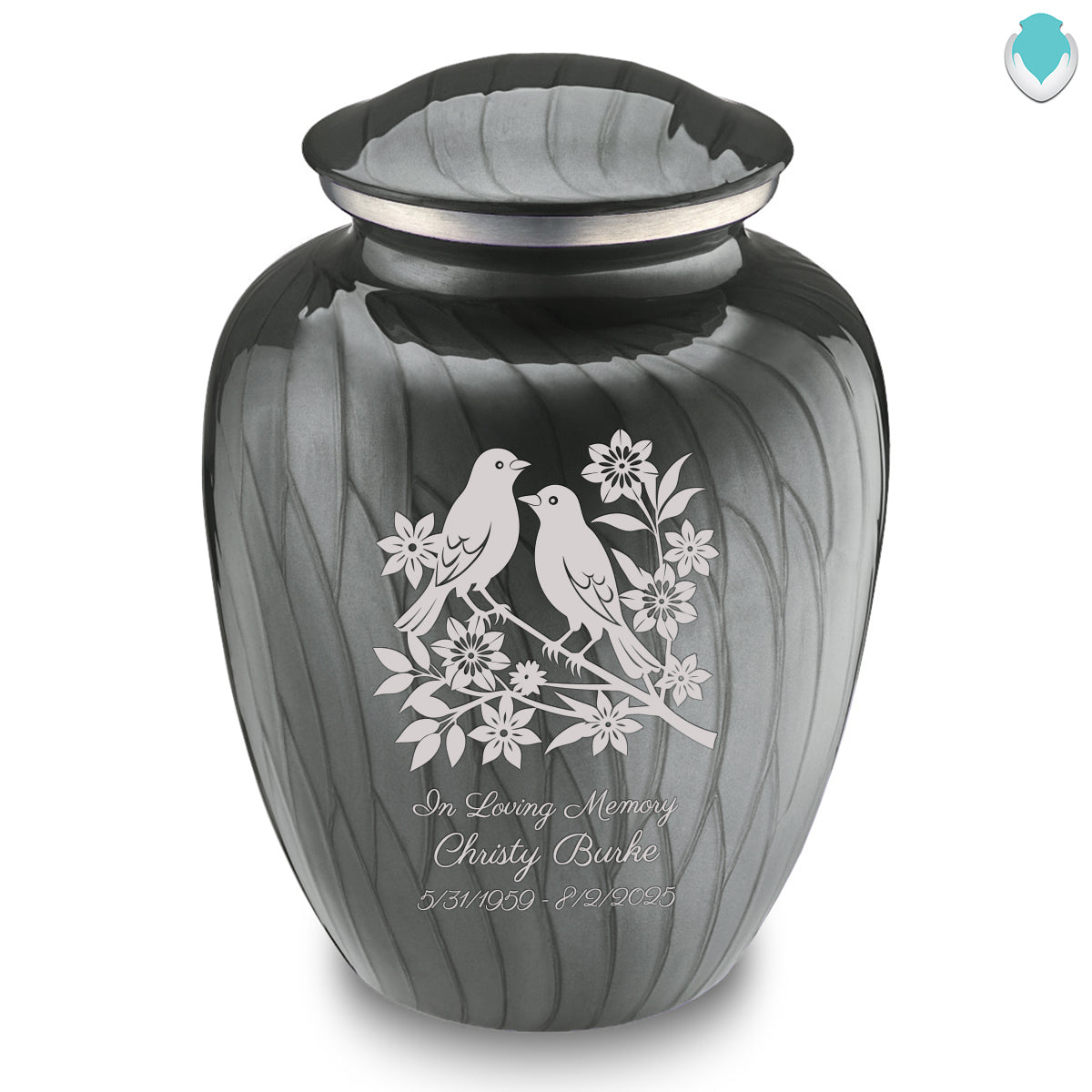 Adult Embrace Pearl Silver Songbirds Cremation Urn