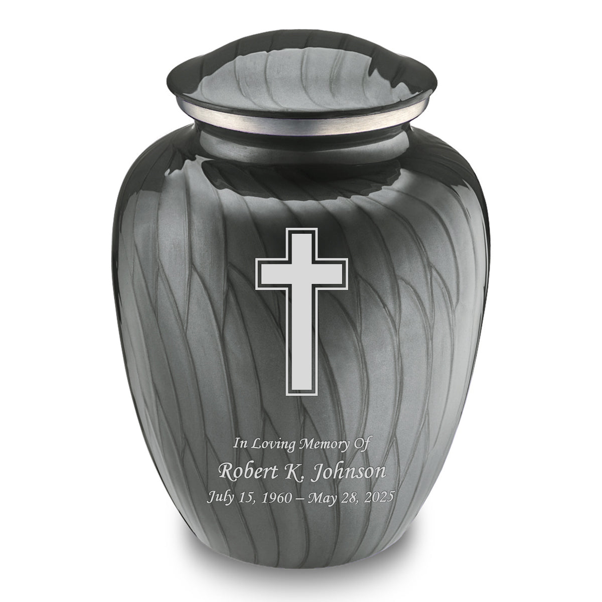 Adult Embrace Pearl Silver Simple Cross Cremation Urn