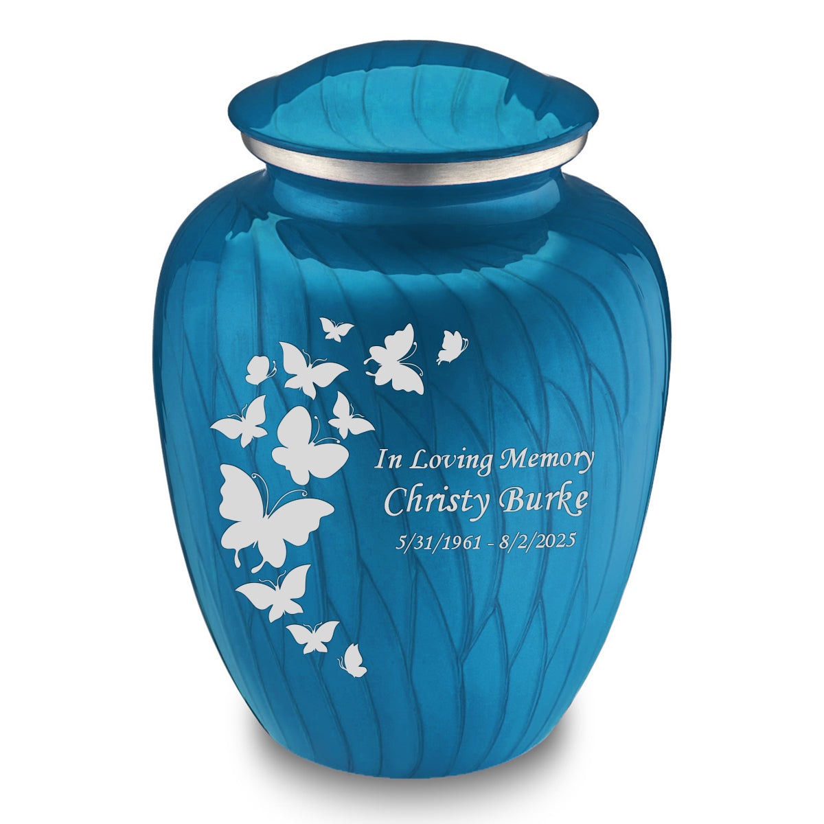 Adult Embrace Pearl Racing Blue Butterfly Cremation Urn