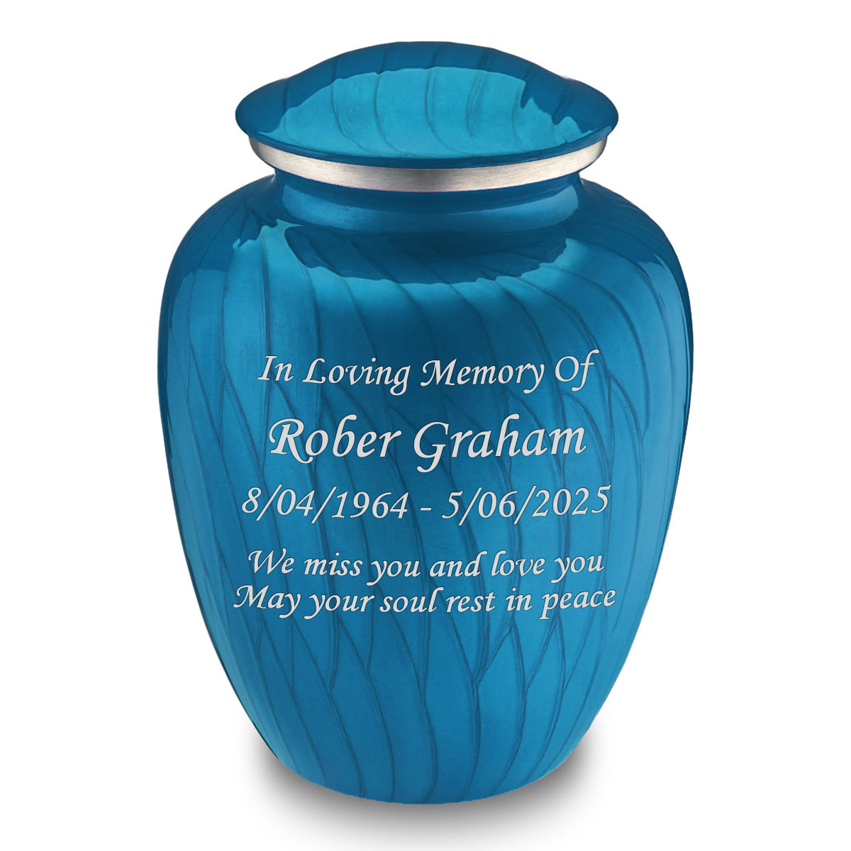 Adult Embrace Pearl Racing Blue Custom Engraved Cremation Urn