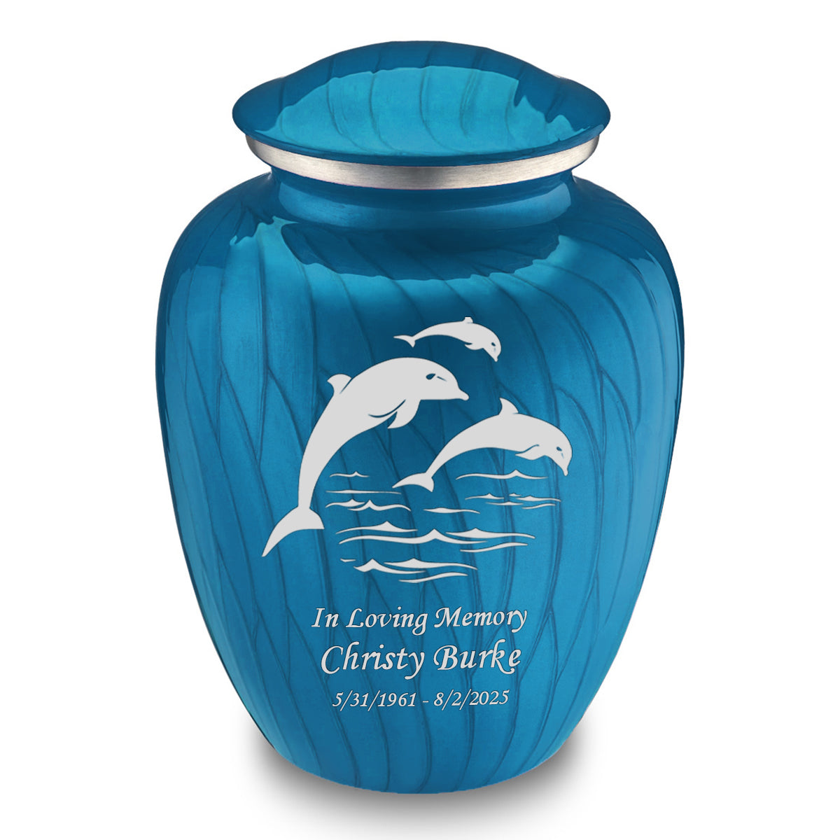 Adult Embrace Pearl Racing Blue Dolphin Cremation Urn