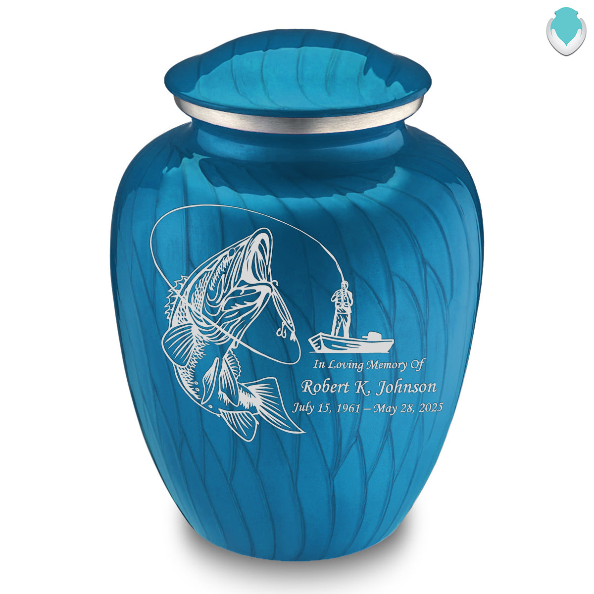 Adult Embrace Pearl Racing Blue Fishing Cremation Urn