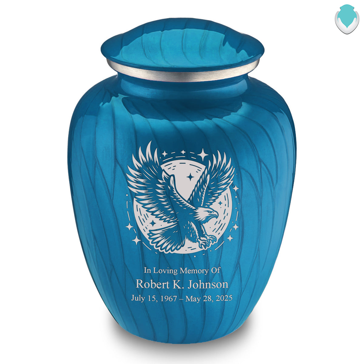 Adult Embrace Pearl Racing Blue Flying Eagle Cremation Urn
