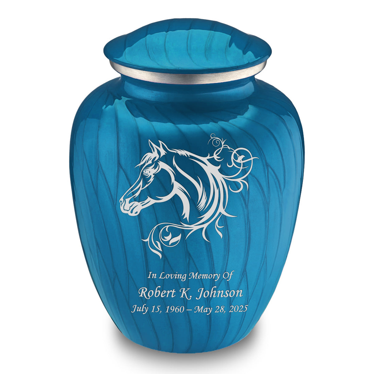 Adult Embrace Pearl Racing Blue Horse Cremation Urn