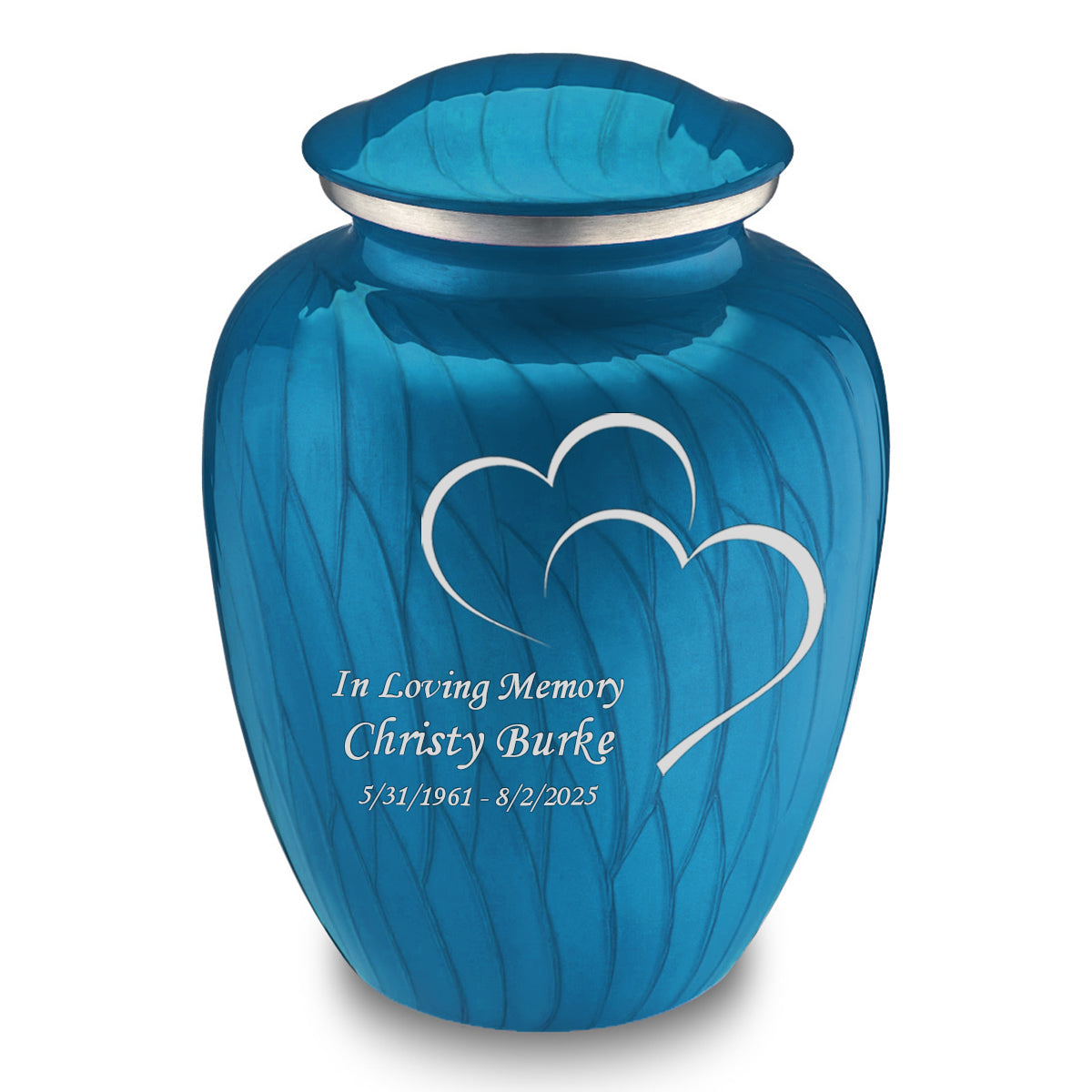 Adult Embrace Pearl Racing Blue Hearts Cremation Urn