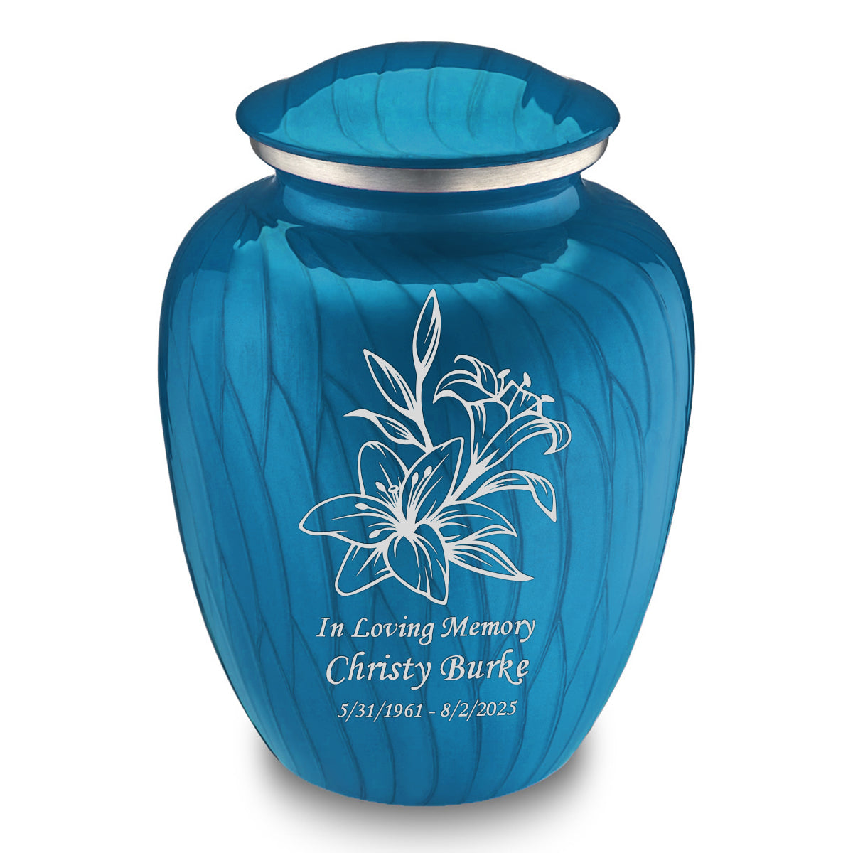 Adult Embrace Pearl Racing Blue Lily Cremation Urn