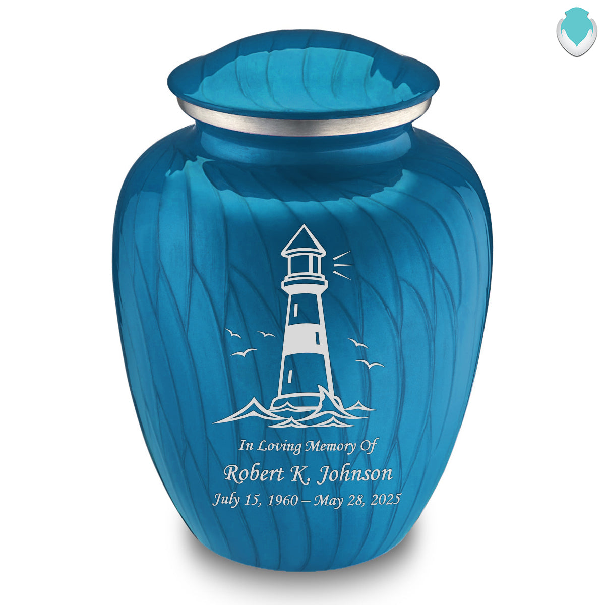 Adult Embrace Pearl Racing Blue Lighthouse Cremation Urn