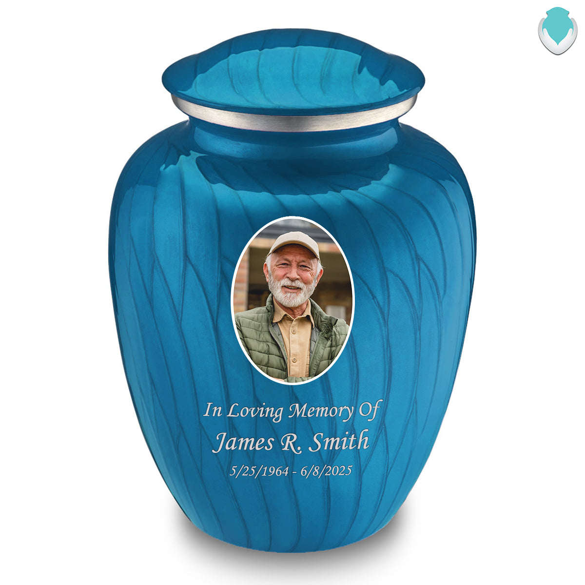 Adult Embrace Pearl Racing Blue Portrait Cremation Urn