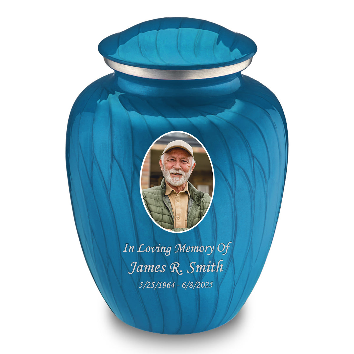 Adult Embrace Pearl Racing Blue Portrait Cremation Urn