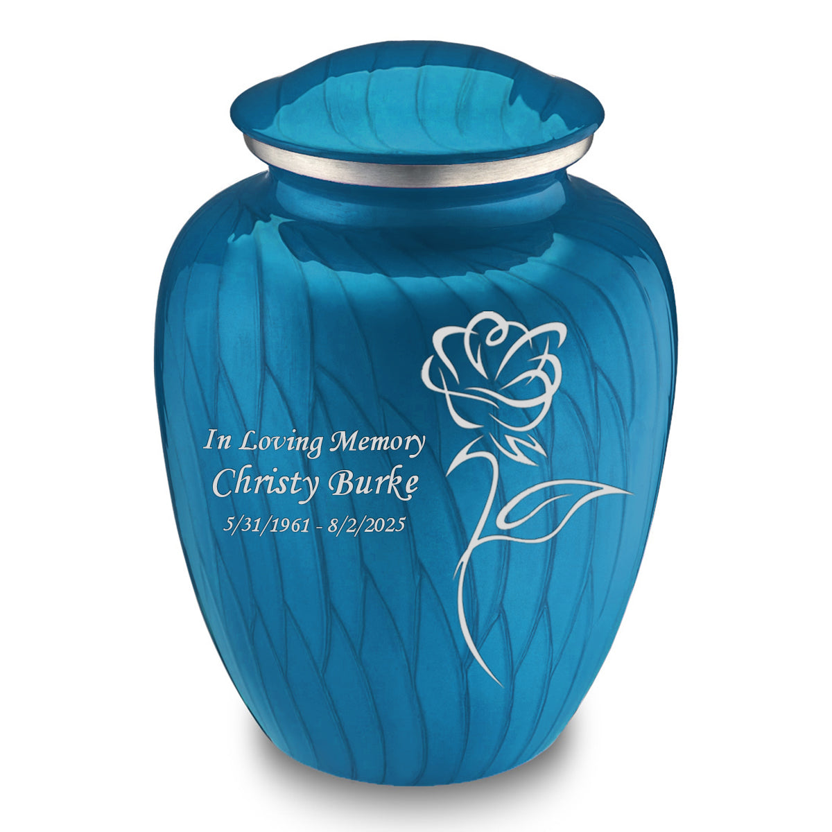Adult Embrace Pearl Racing Blue Rose Cremation Urn
