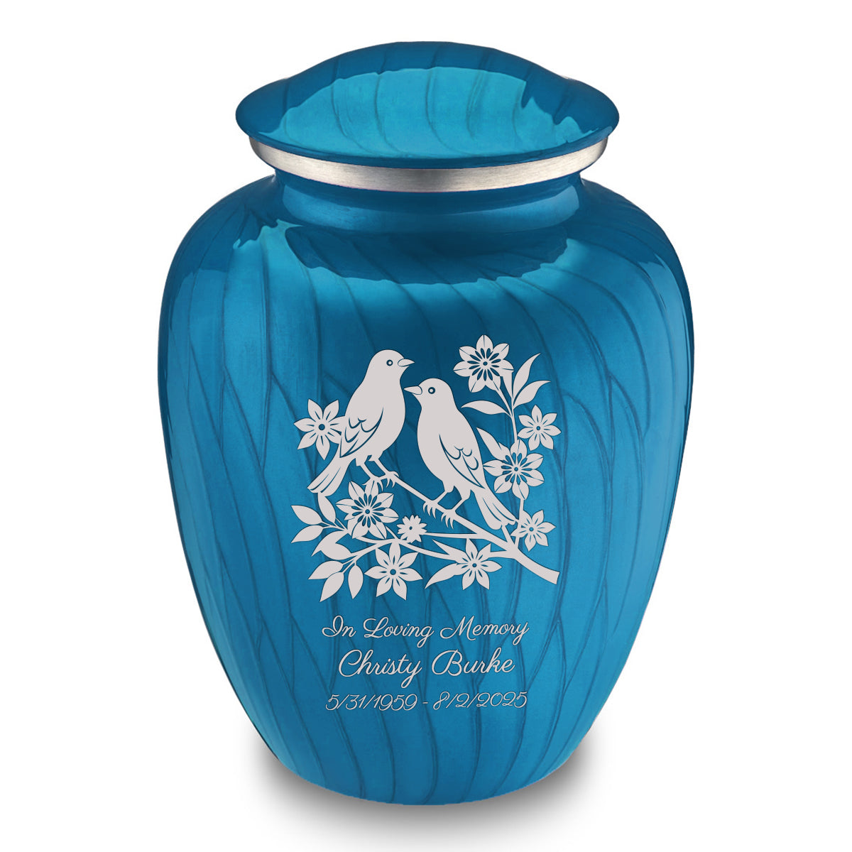 Adult Embrace Pearl Racing Blue Songbirds Cremation Urn