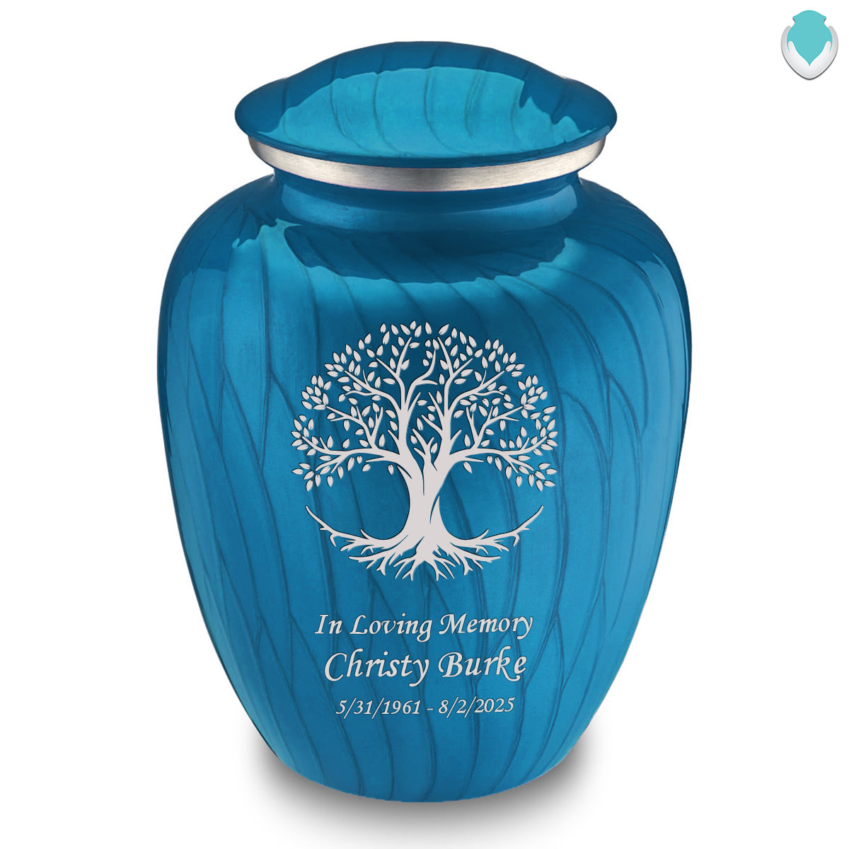 Adult Embrace Pearl Racing Blue Tree of Life Cremation Urn
