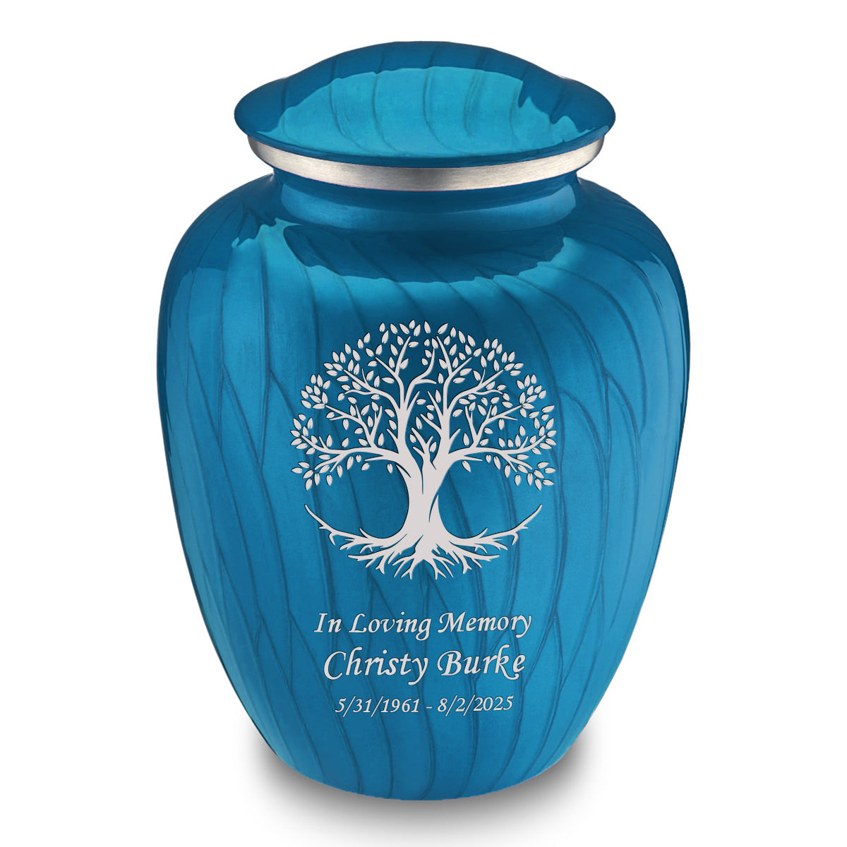 Adult Embrace Pearl Racing Blue Tree of Life Cremation Urn