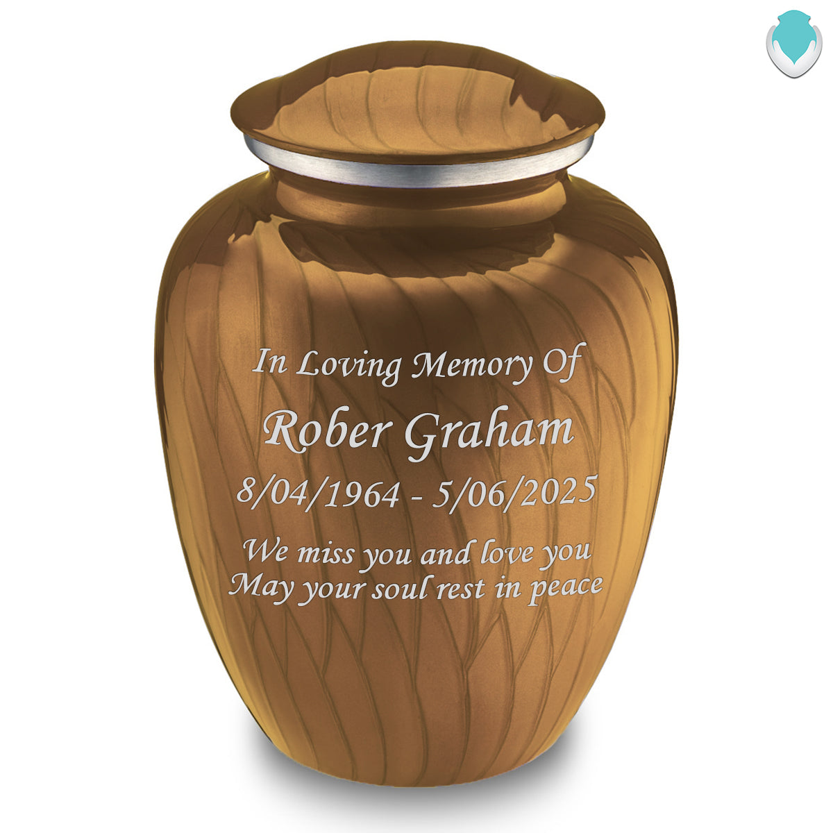 Adult Embrace Pearl Gold Custom Engraved Cremation Urn