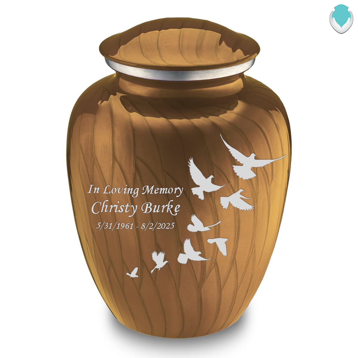 Adult Embrace Pearl Gold Doves Cremation Urn
