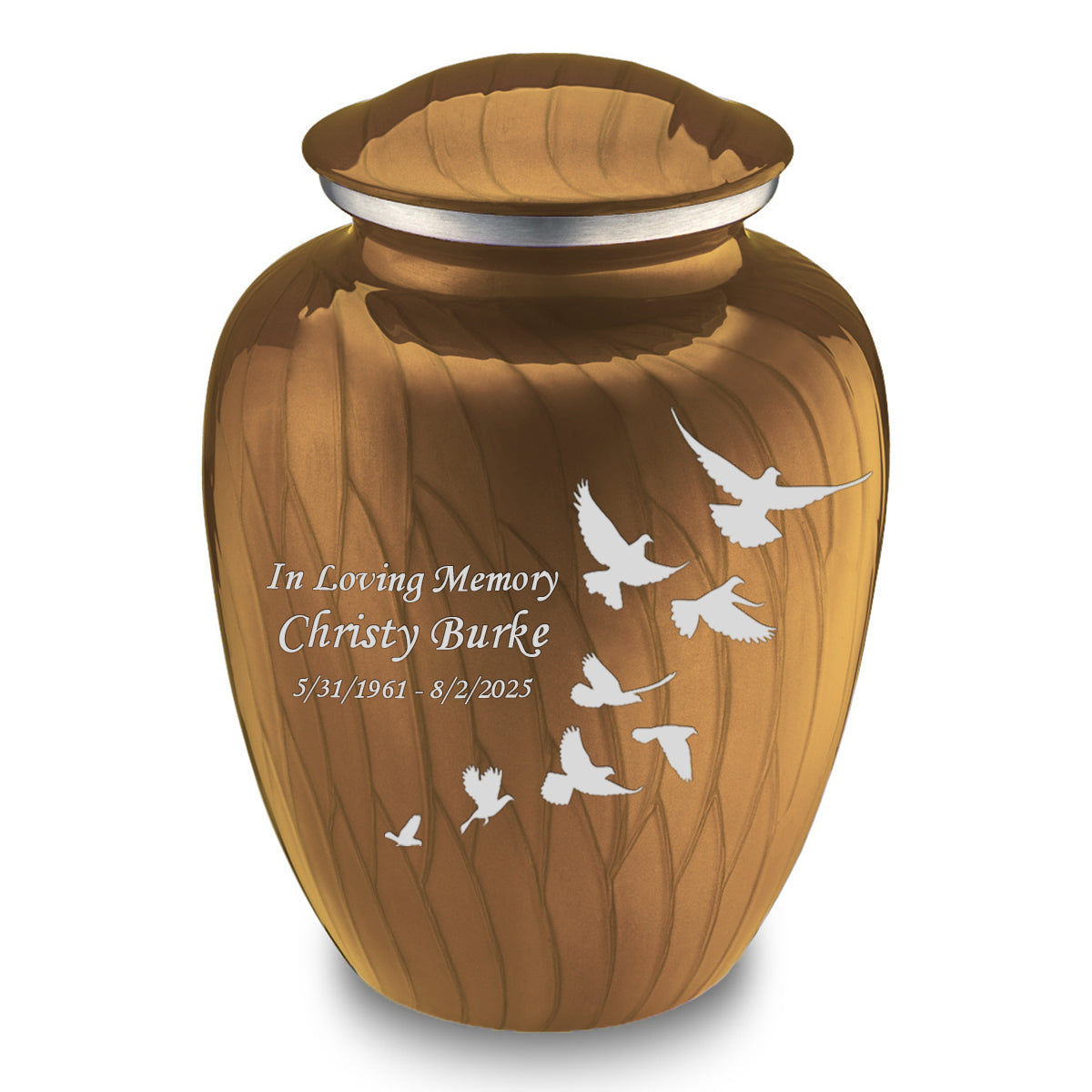 Adult Embrace Pearl Gold Doves Cremation Urn