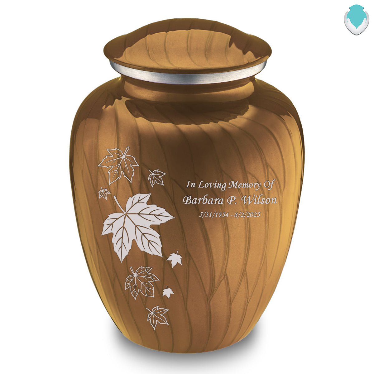 Adult Embrace Pearl Gold Falling Leaves Cremation Urn