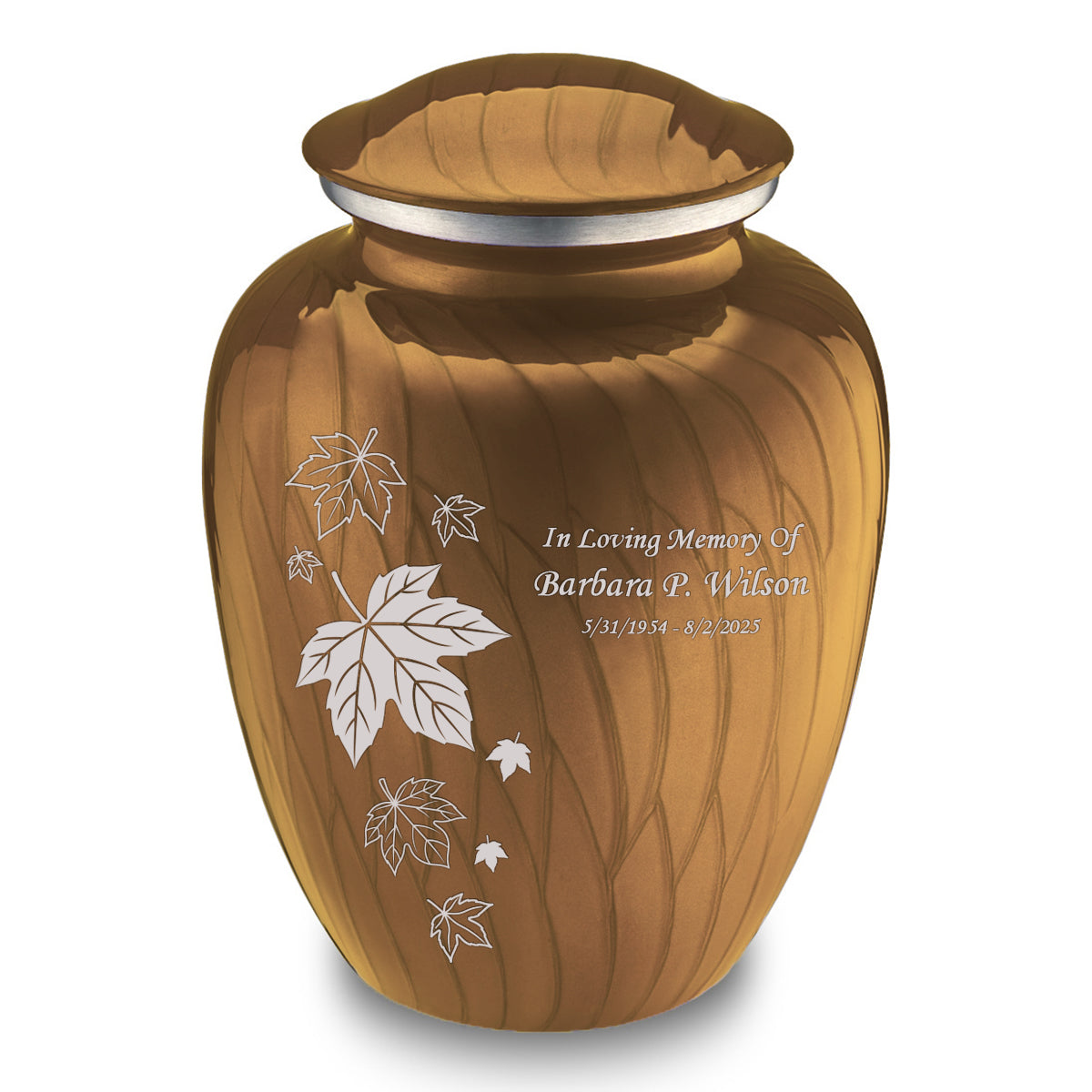Adult Embrace Pearl Gold Falling Leaves Cremation Urn