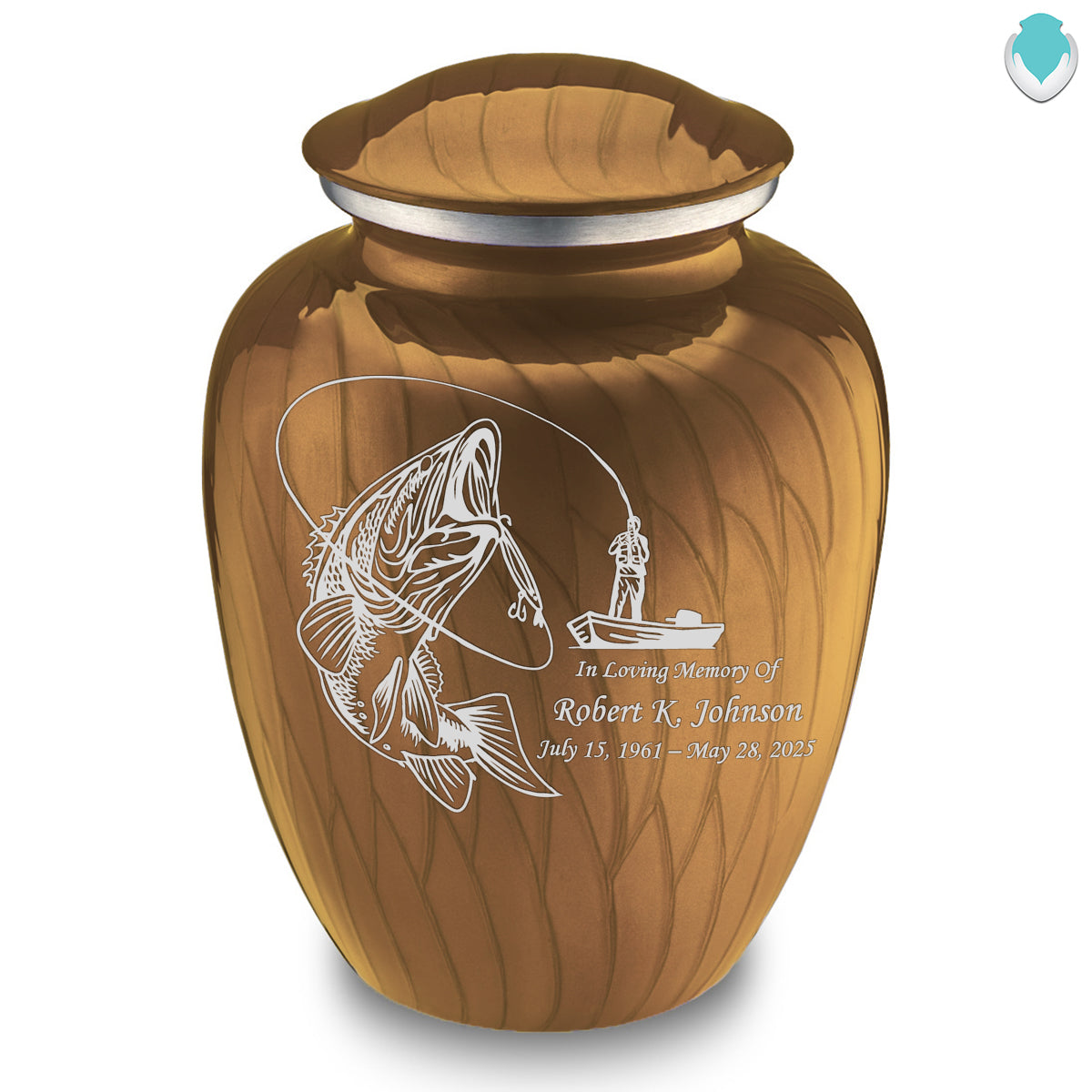 Adult Embrace Pearl Gold Fishing Cremation Urn