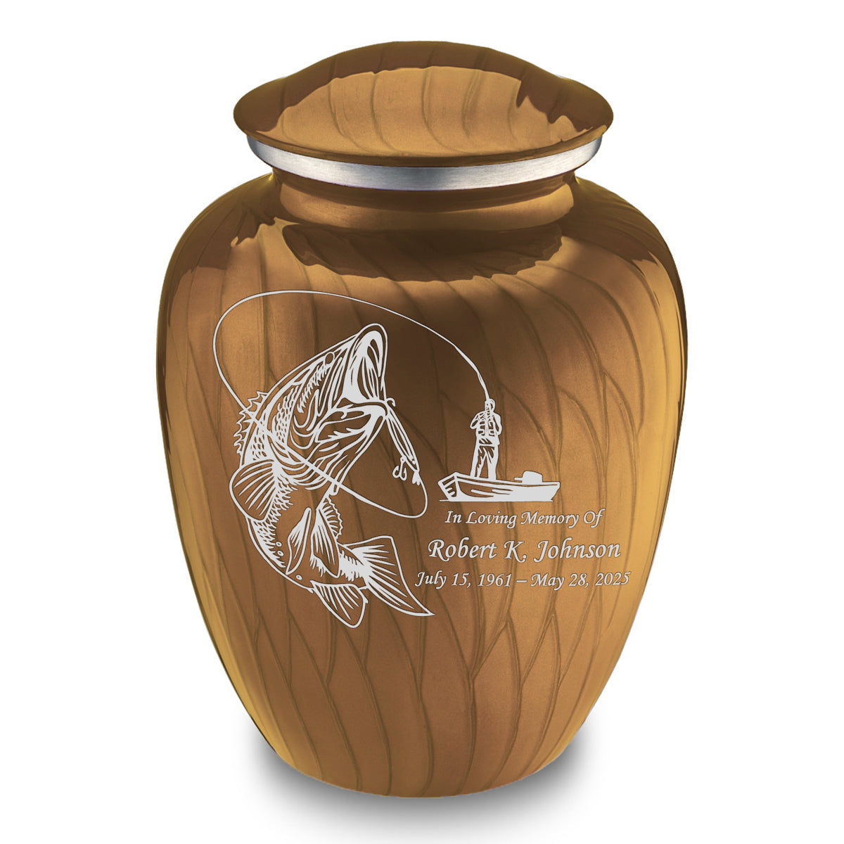 Adult Embrace Pearl Gold Fishing Cremation Urn