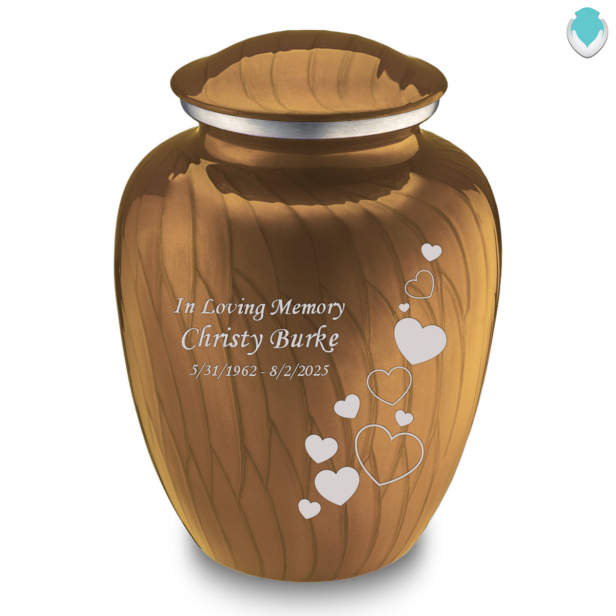Adult Embrace Pearl Gold Floating Heart Cremation Urn