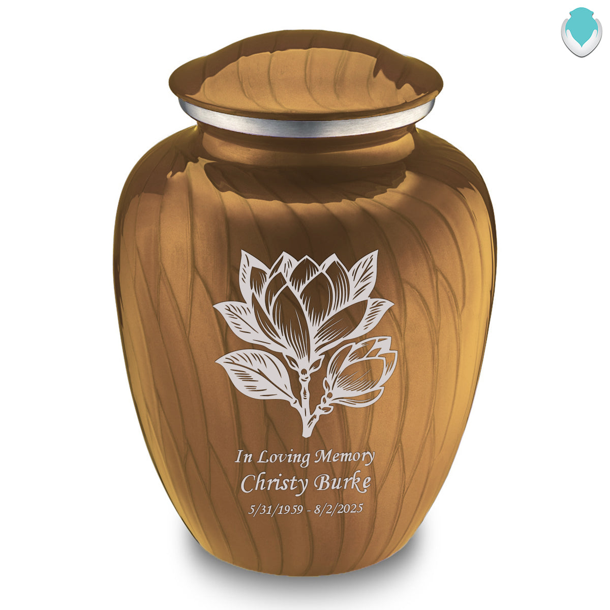 Adult Embrace Pearl Gold Magnolia Flower Cremation Urn