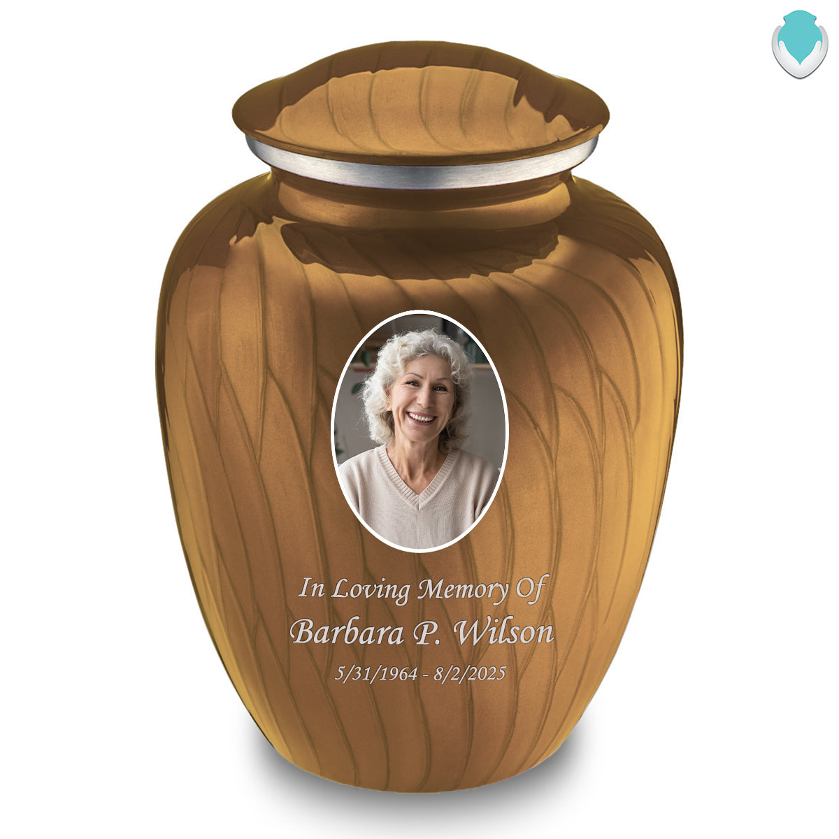 Adult Embrace Pearl Gold Portrait Cremation Urn
