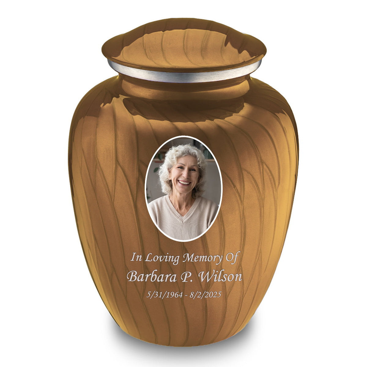 Adult Embrace Pearl Gold Portrait Cremation Urn