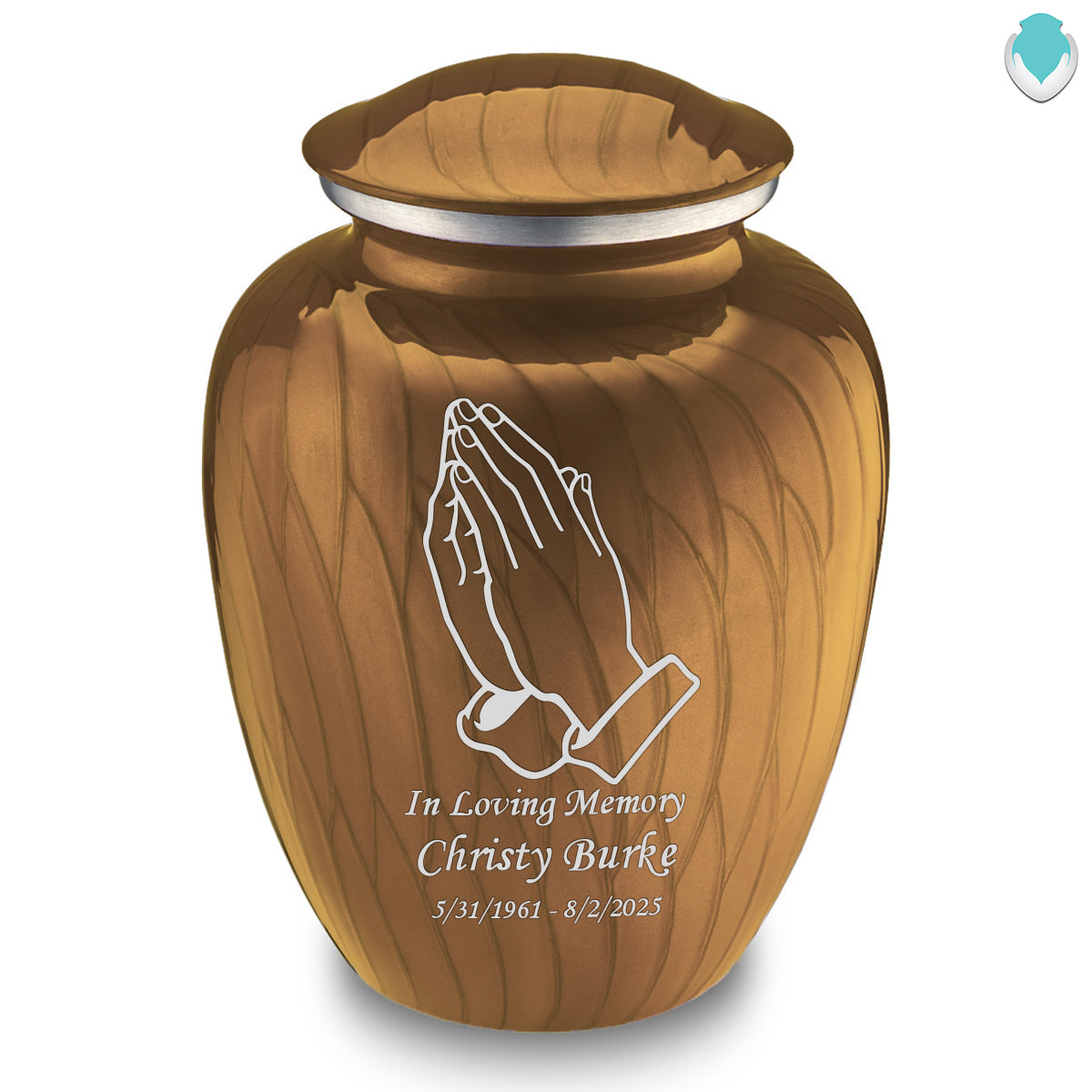 Adult Embrace Pearl Gold Praying Hands Cremation Urn