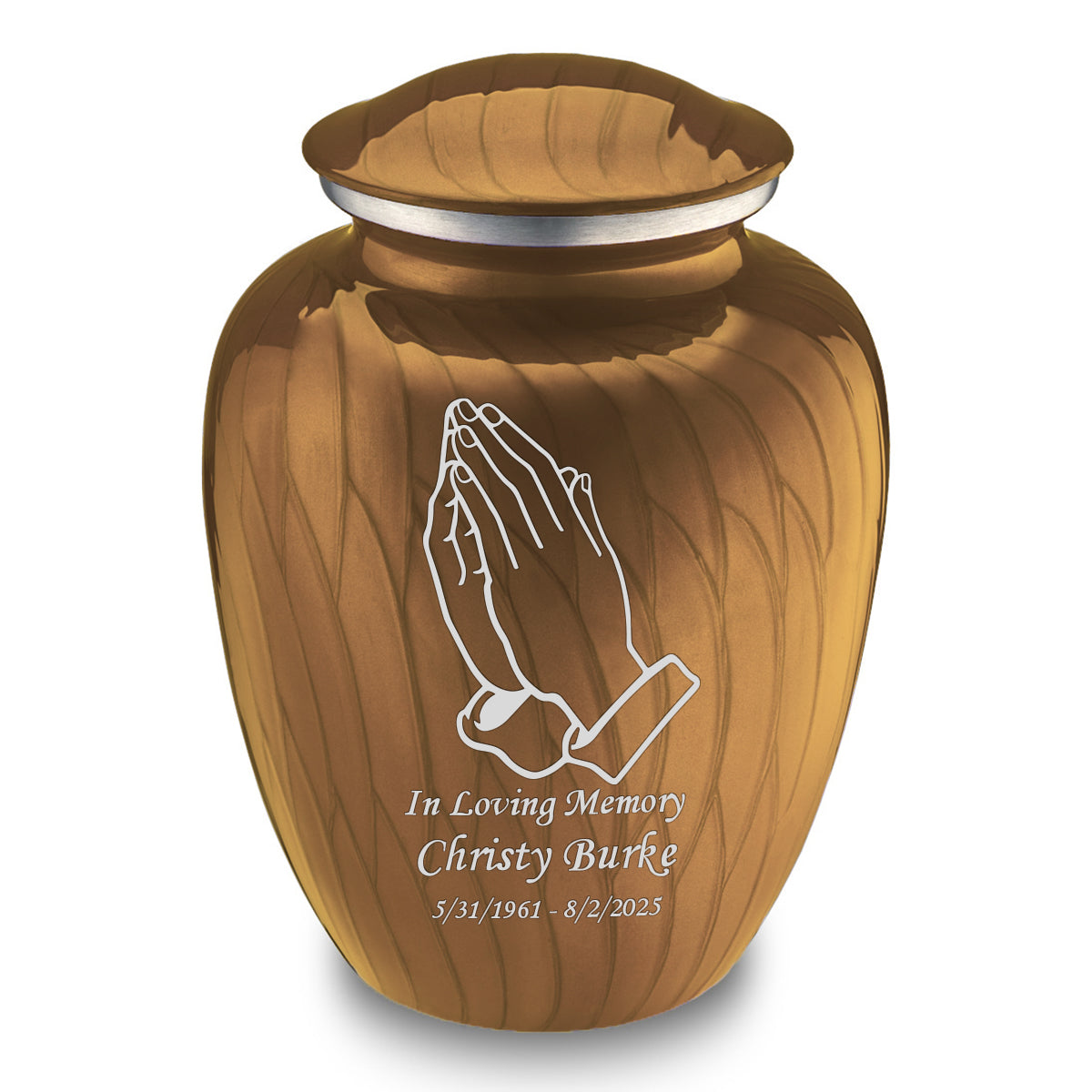 Adult Embrace Pearl Gold Praying Hands Cremation Urn