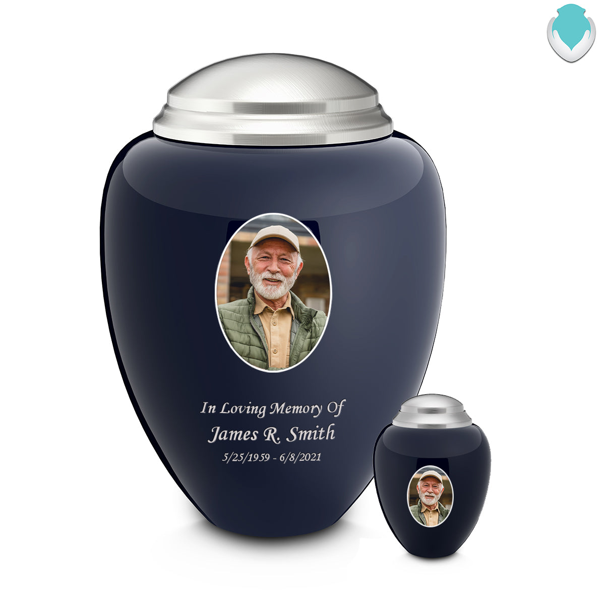 Keepsake Tribute Navy & Brushed Portrait Cremation Urn