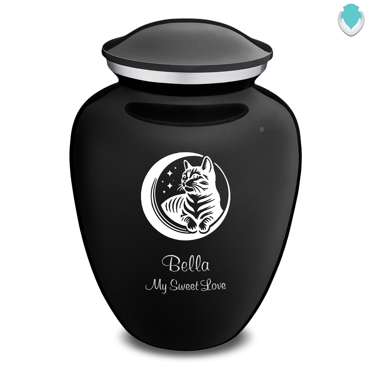Large Embrace Black Pet Cute Cat Cremation Urn