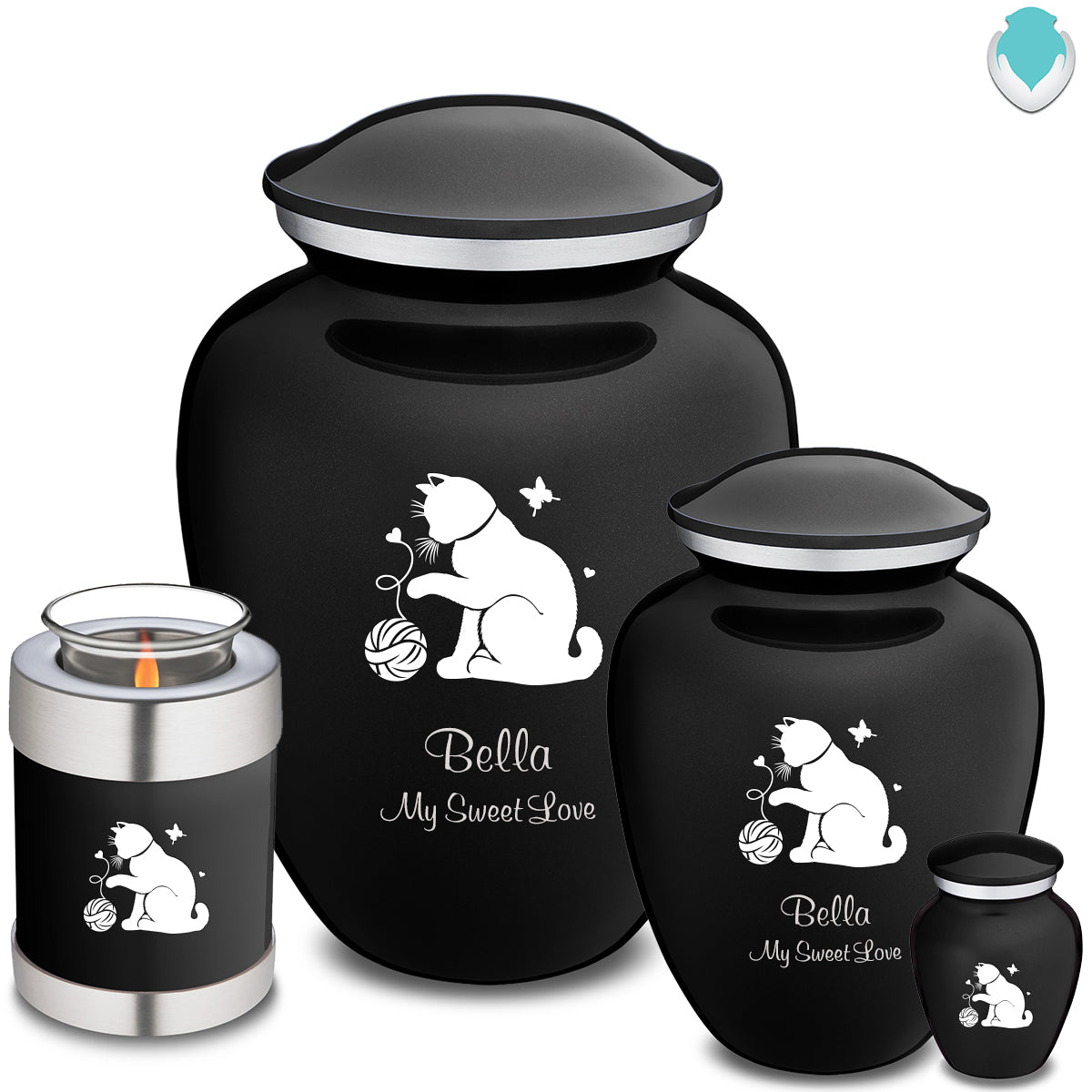 Large Embrace Black Pet Fun Cat Cremation Urn