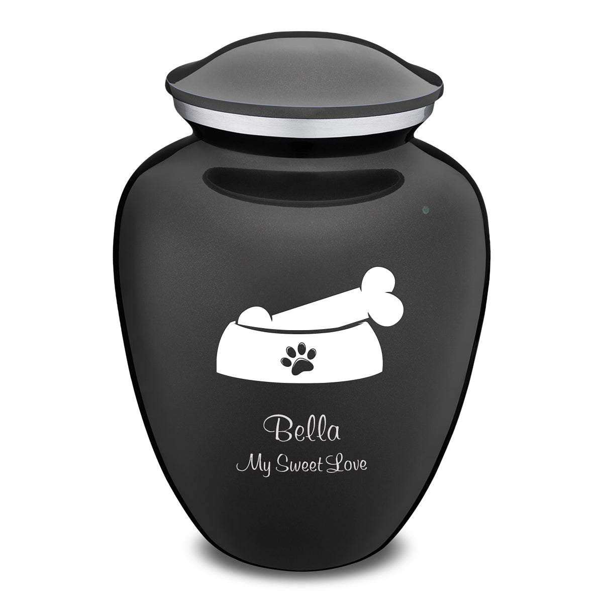 Large Embrace Charcoal Black Pet Dog Bone Cremation Urn