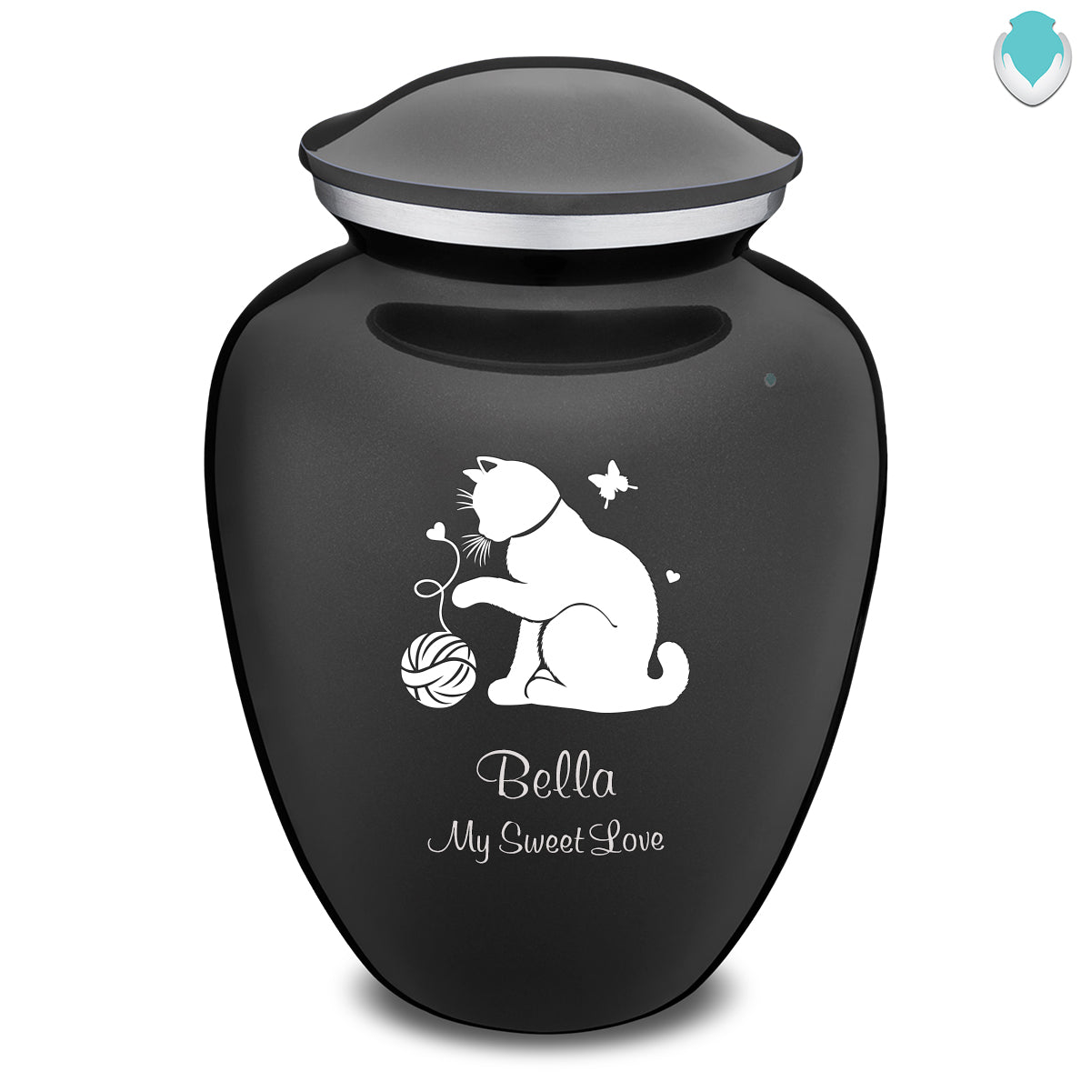 Large Embrace Charcoal Black Pet Fun Cat Cremation Urn
