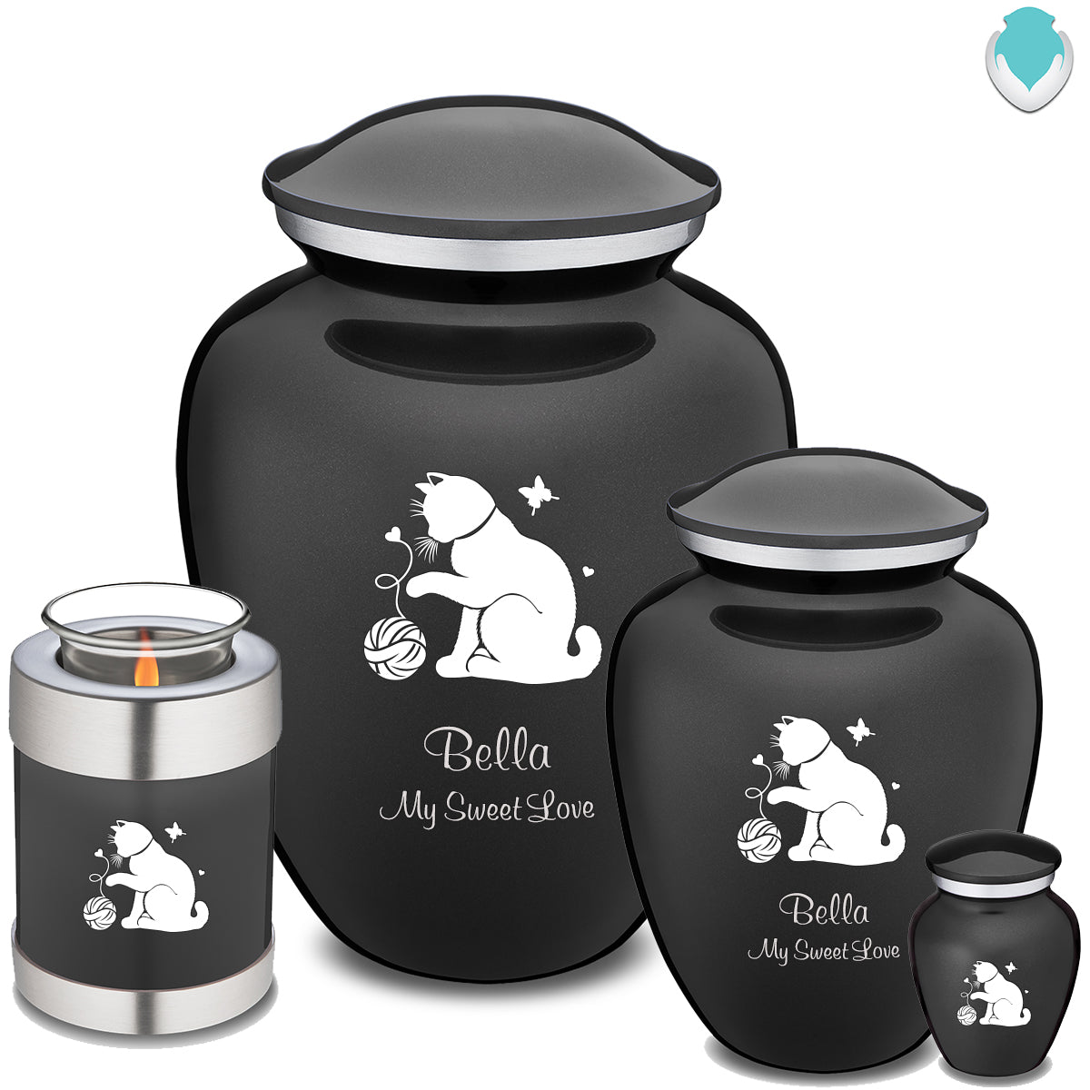 Keepsake Embrace Charcoal Black Pet Fun Cat Cremation Urn