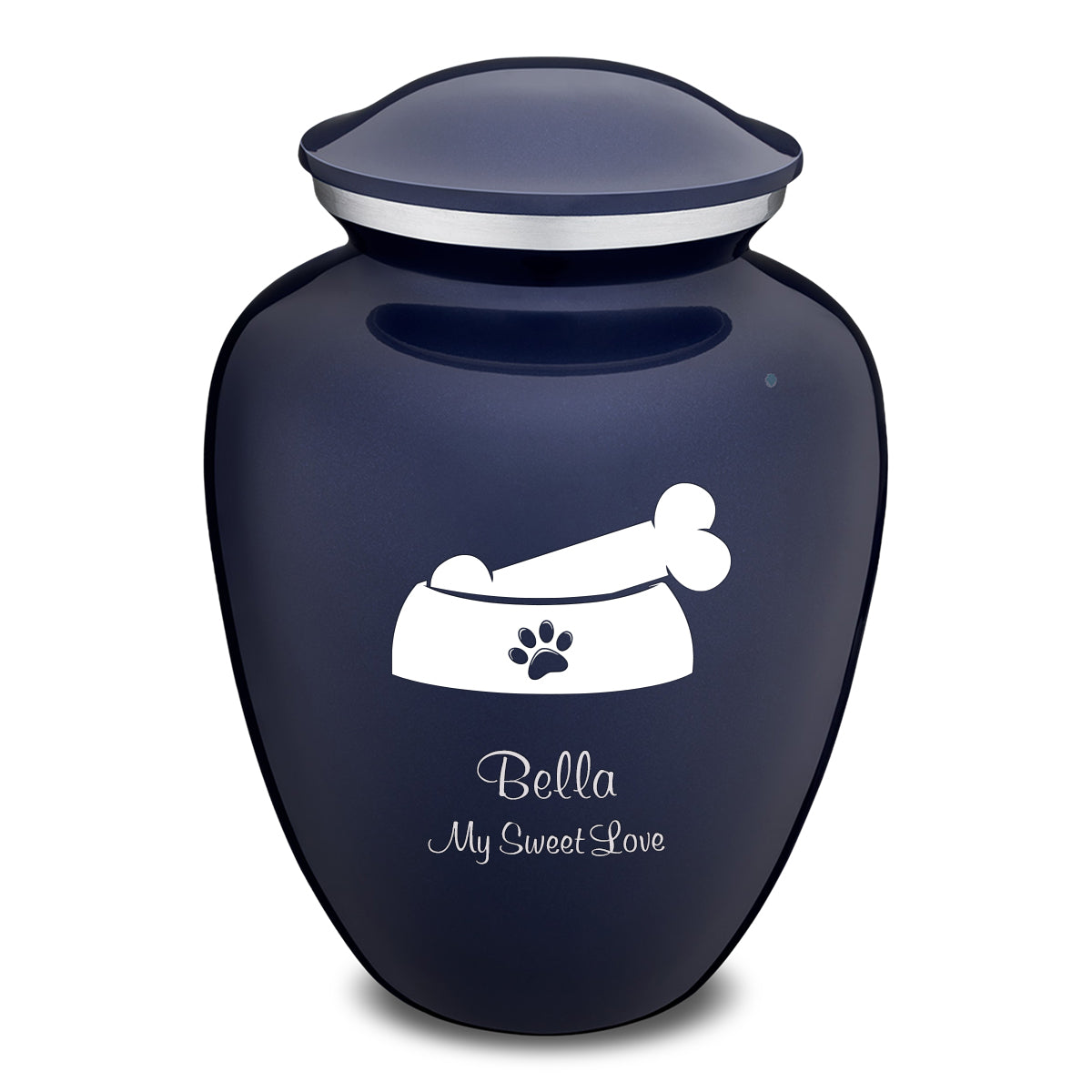 Large Embrace Cobalt Blue Pet Dog Bone Cremation Urn