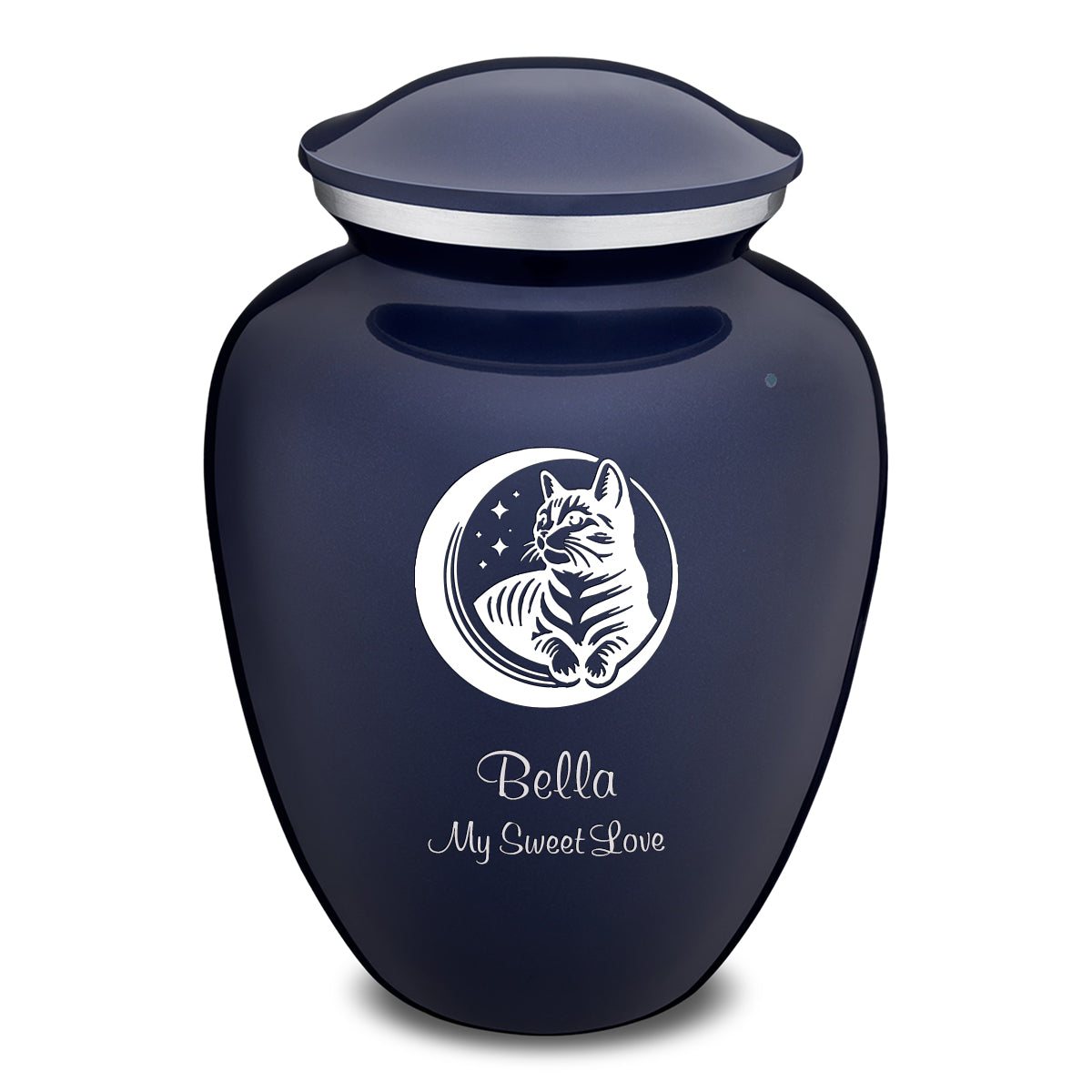 Large Embrace Cobalt Blue Pet Cute Cat Cremation Urn
