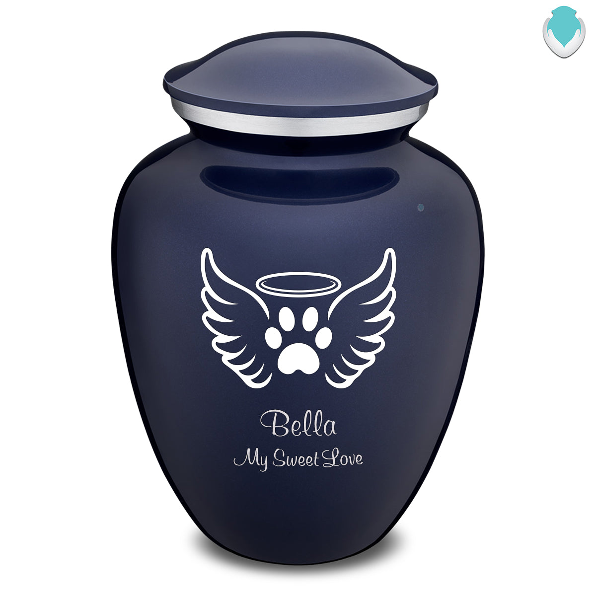 Large Embrace Cobalt Blue Pet Angel Wings Cremation Urn