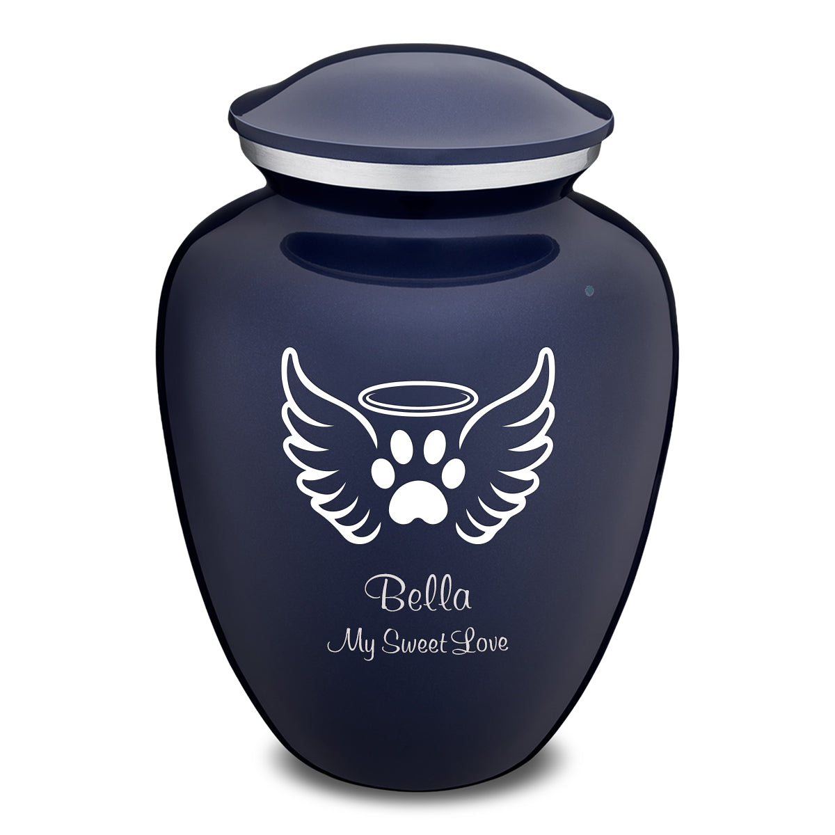 Large Embrace Cobalt Blue Pet Angel Wings Cremation Urn