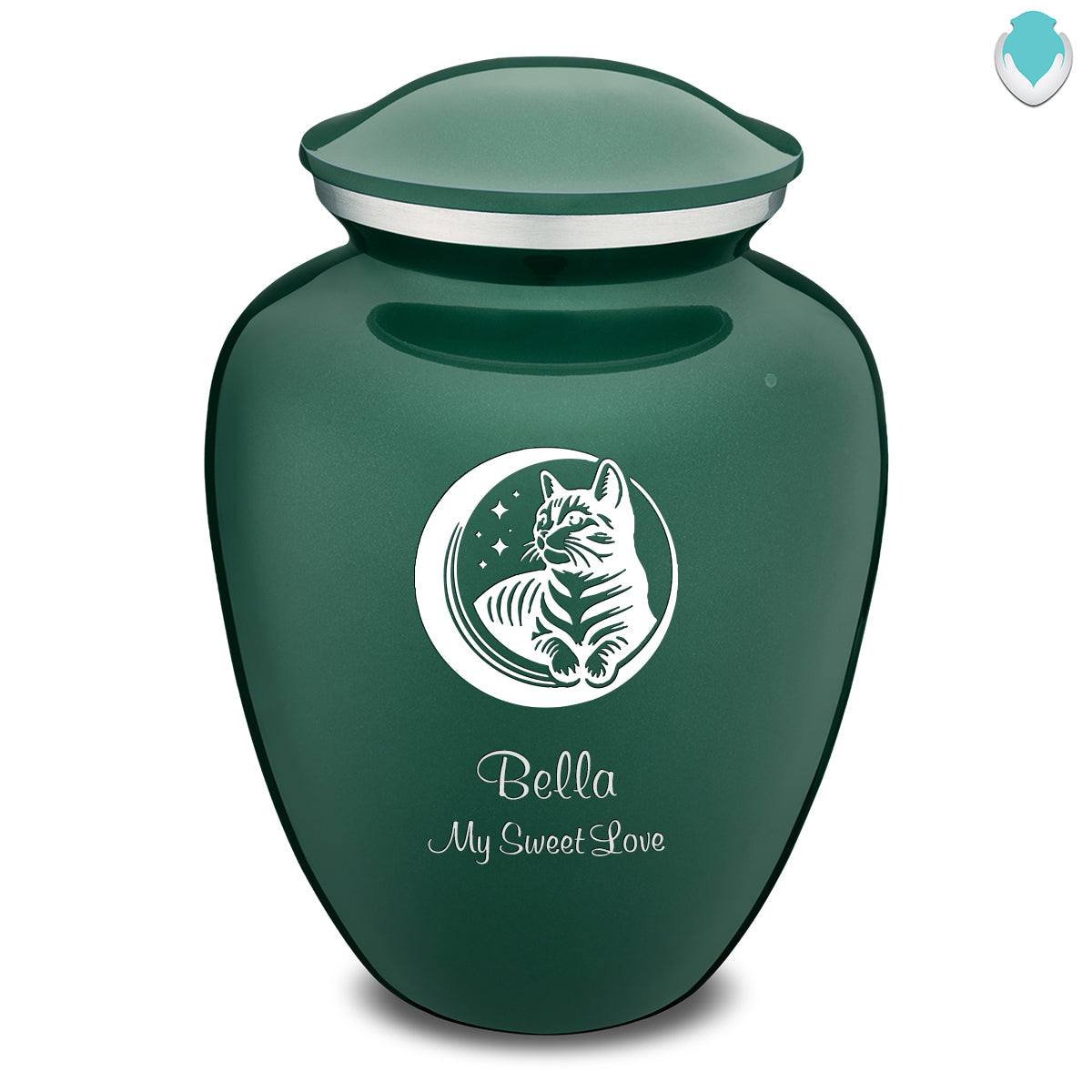 Large Embrace Green Pet Cute Cat Cremation Urn