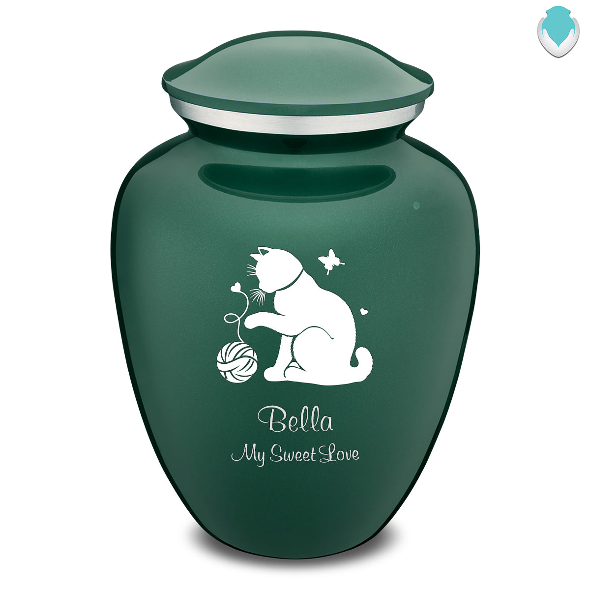 Large Embrace Green Pet Fun Cat Cremation Urn
