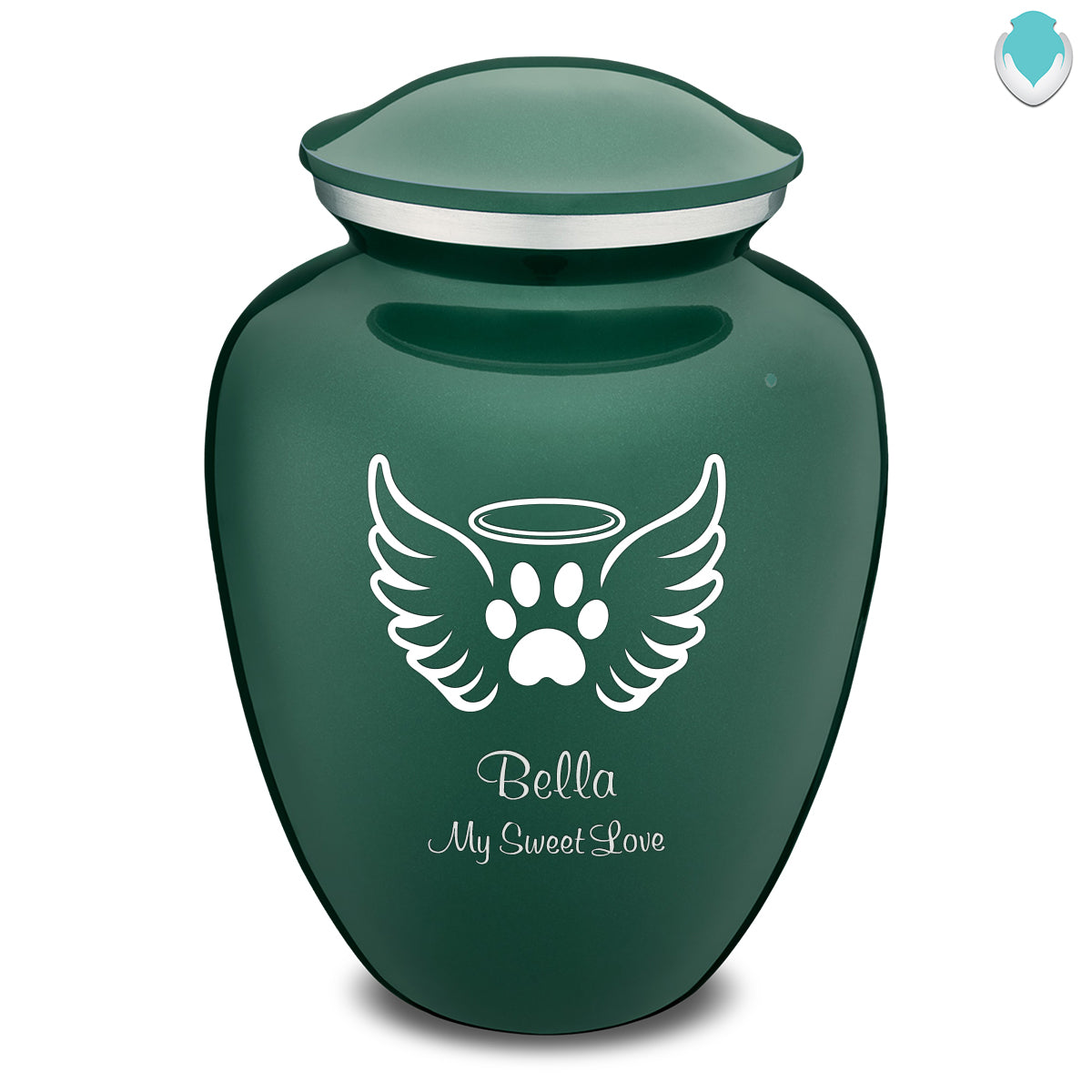 Large Embrace Green Pet Angel Wings Cremation Urn