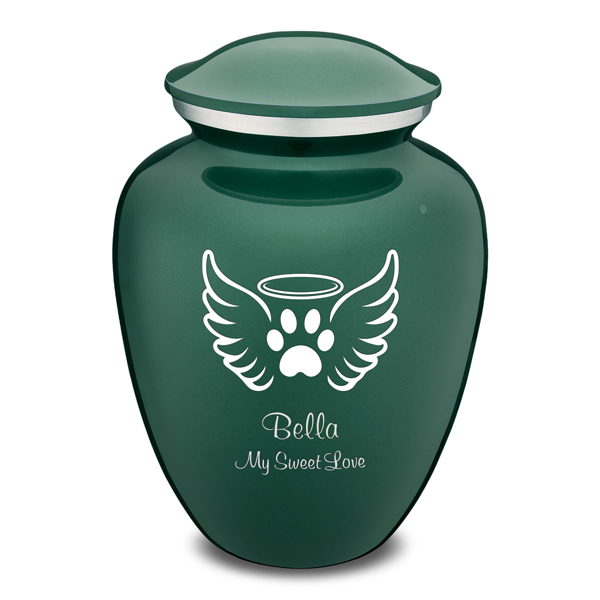 Large Embrace Green Pet Angel Wings Cremation Urn