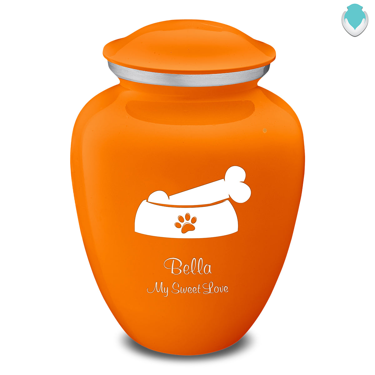 Large Embrace Burnt Orange Pet Dog Bone Cremation Urn