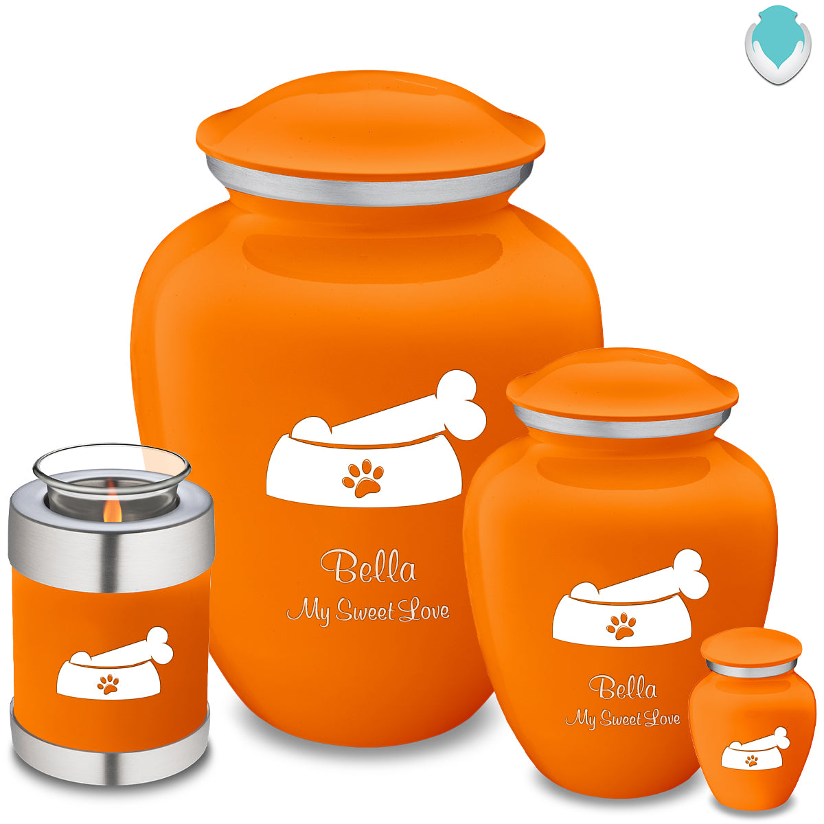 Keepsake  Embrace Burnt Orange Pet Dog Bone Cremation Urn