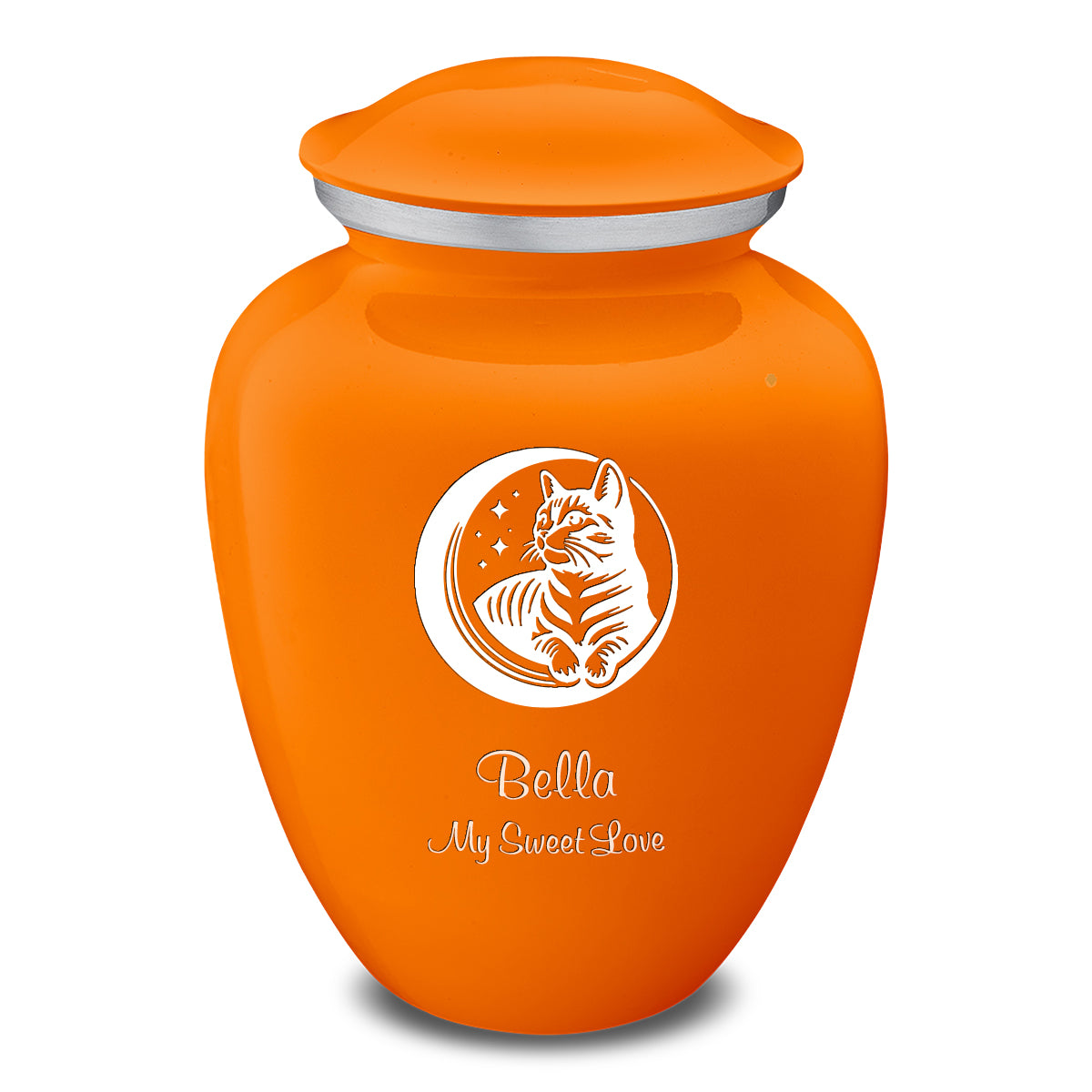 Large Embrace Burnt Orange Pet Cute Cat Cremation Urn
