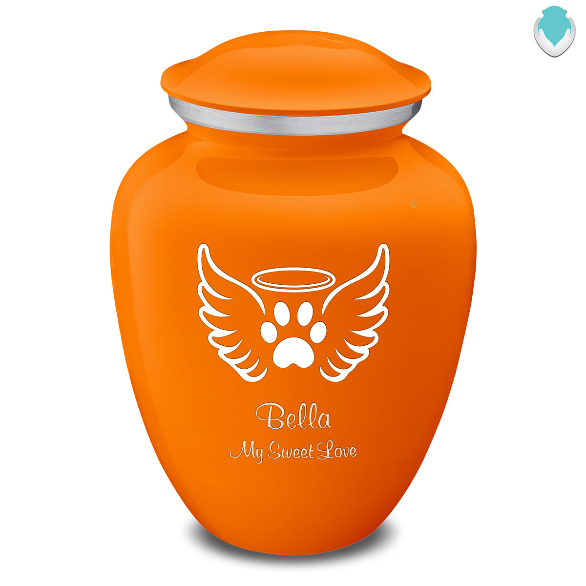 Large Embrace Burnt Orange Pet Angel Wings Cremation Urn