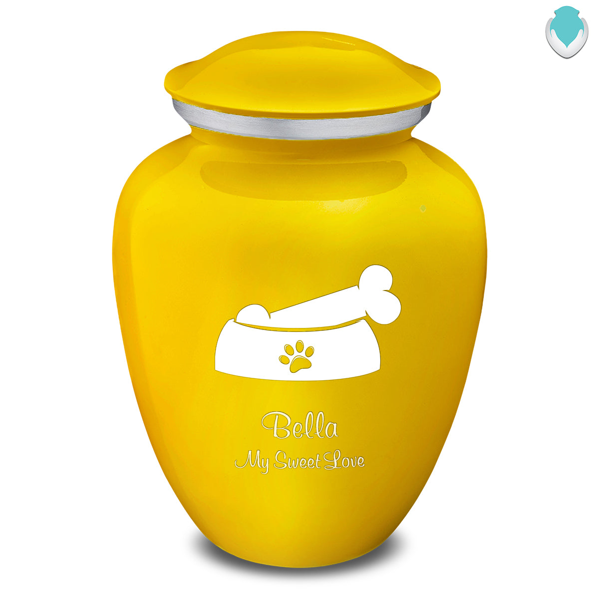 Large Embrace Yellow Pet Dog Bone Cremation Urn