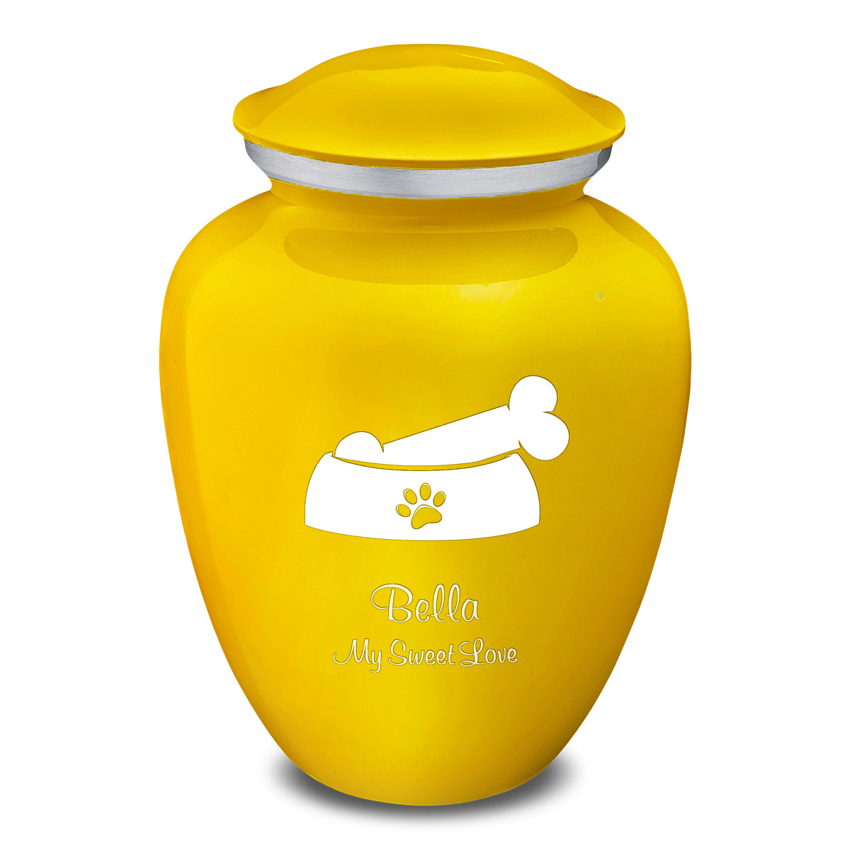 Large Embrace Yellow Pet Dog Bone Cremation Urn